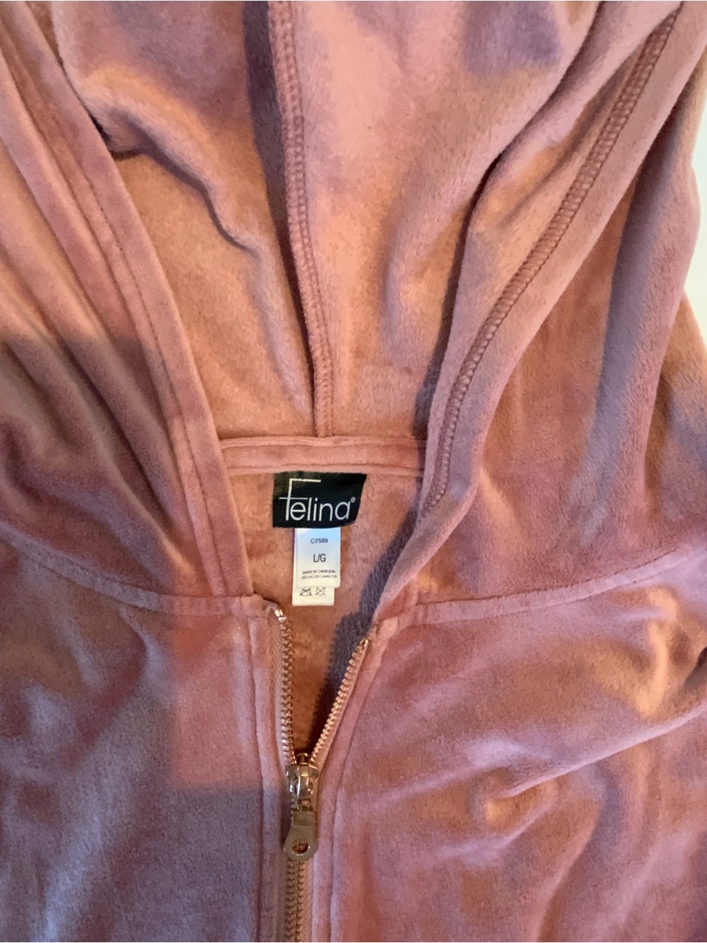 Felina Blush Pink Velour Zip-Up Hoodie - Picture 3 of 6